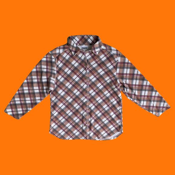 90's vintage plaid button up long sleeve collared blouse MEDIUM basic editions - Picture 1 of 7